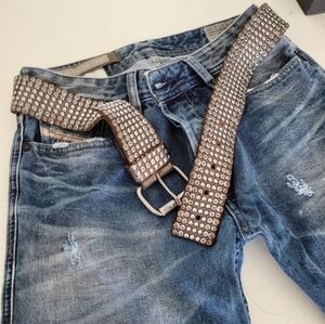 DIESEL TRI-COLORED STUDDED BELT.      SZ EU 85  US 30-32